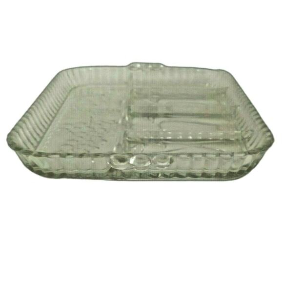 Vintage Indiana Glass Divided Serving Platter Charcuterie Tray Fruit Embossed - Picture 6 of 8